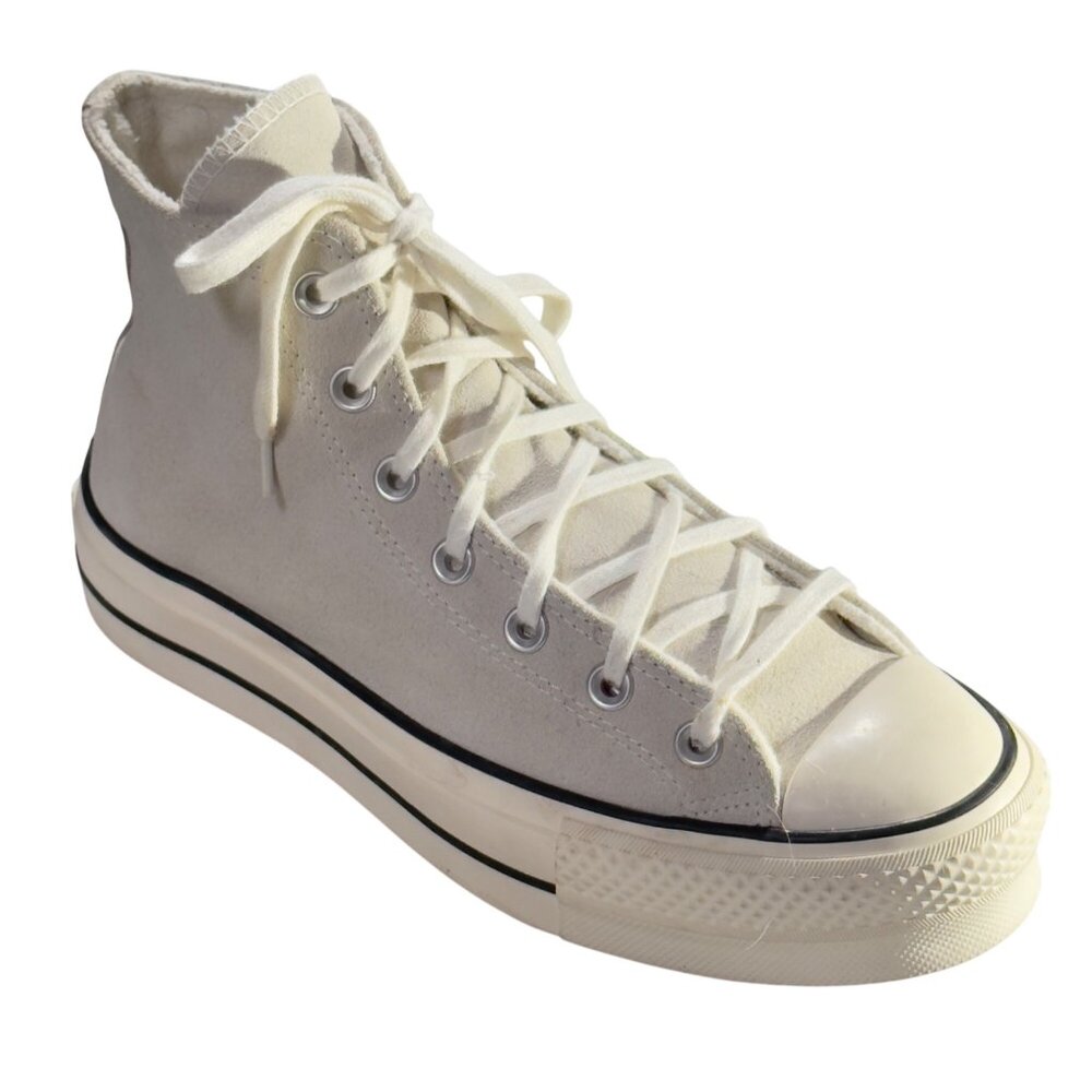 Converse All Star High-Top Sneakers White Leather Size 9 Classic Lace-Up